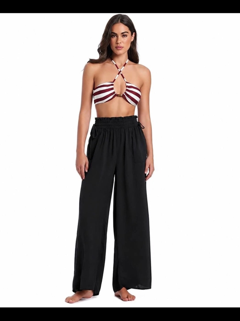 NWT Red Carter Wide Leg Black Beach Pants Medium